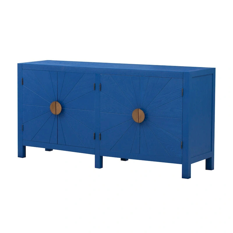 Ash Veneer Sideboard with Radiating Line Pattern Doors