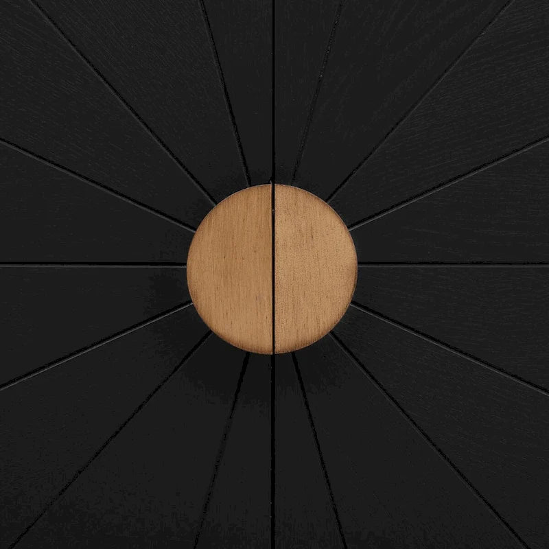 Ash Veneer Sideboard with Radiating Line Pattern Doors