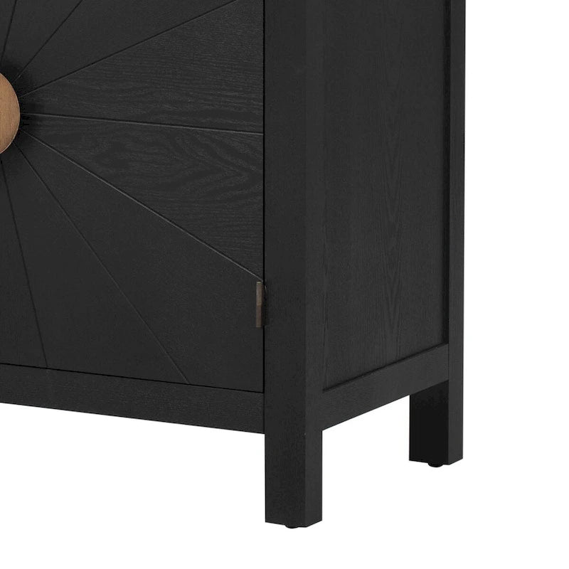 Ash Veneer Sideboard with Radiating Line Pattern Doors