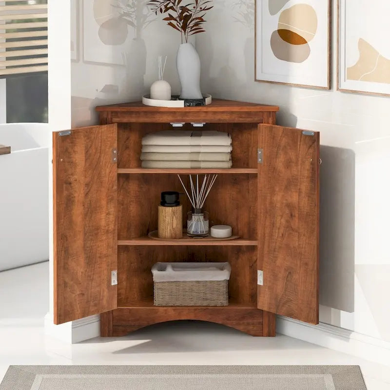 Bathroom Storage Cabinet with Adjustable Shelves Freestanding Floor Cabinet - 17.2L x 17.2W x 31.5H