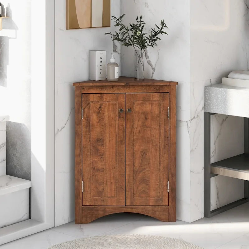 Bathroom Storage Cabinet with Adjustable Shelves Freestanding Floor Cabinet - 17.2L x 17.2W x 31.5H