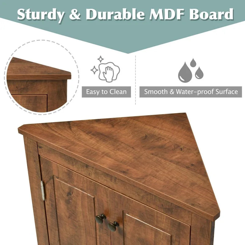 Bathroom Storage Cabinet with Adjustable Shelves Freestanding Floor Cabinet - 17.2L x 17.2W x 31.5H