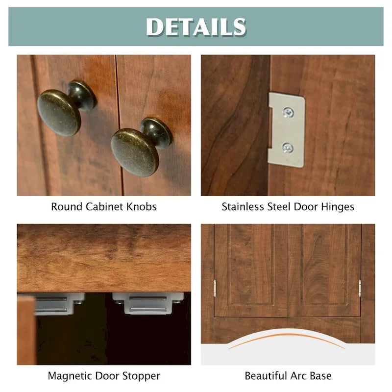 Bathroom Storage Cabinet with Adjustable Shelves Freestanding Floor Cabinet - 17.2L x 17.2W x 31.5H