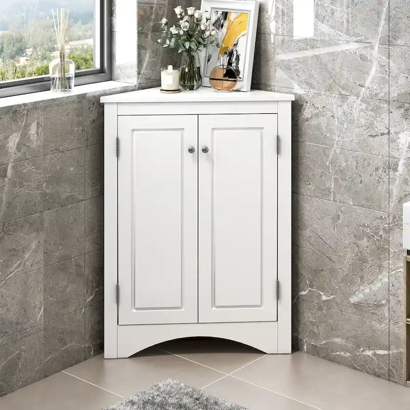 Bathroom Storage Cabinet with Adjustable Shelves Freestanding Floor Cabinet - 17.2L x 17.2W x 31.5H
