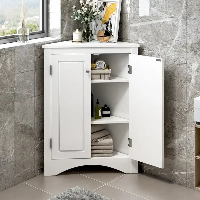 Bathroom Storage Cabinet with Adjustable Shelves Freestanding Floor Cabinet - 17.2L x 17.2W x 31.5H