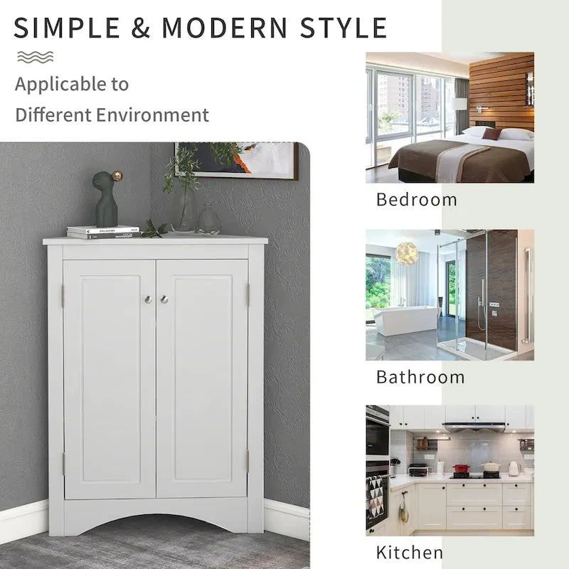Bathroom Storage Cabinet with Adjustable Shelves Freestanding Floor Cabinet - 17.2L x 17.2W x 31.5H