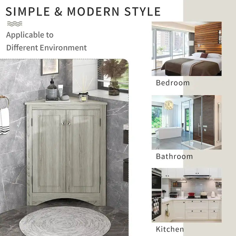 Bathroom Storage Cabinet with Adjustable Shelves Freestanding Floor Cabinet - 17.2L x 17.2W x 31.5H