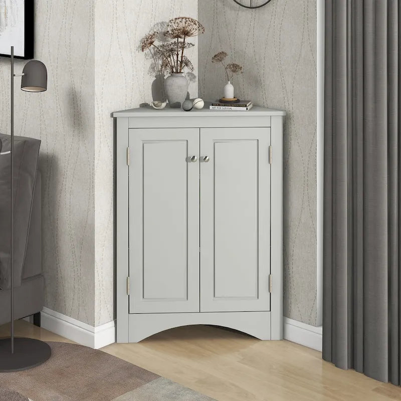 Bathroom Storage Cabinet with Adjustable Shelves Freestanding Floor Cabinet - 17.2L x 17.2W x 31.5H