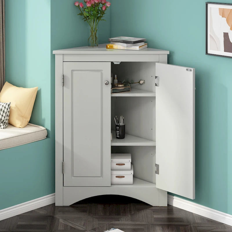 Bathroom Storage Cabinet with Adjustable Shelves Freestanding Floor Cabinet - 17.2L x 17.2W x 31.5H