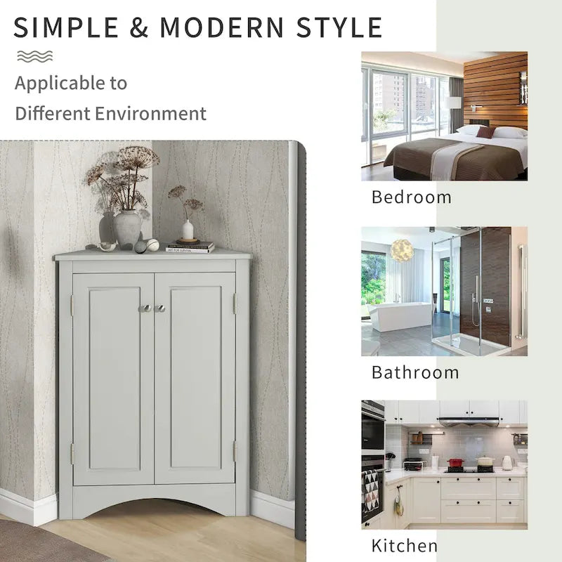 Bathroom Storage Cabinet with Adjustable Shelves Freestanding Floor Cabinet - 17.2L x 17.2W x 31.5H