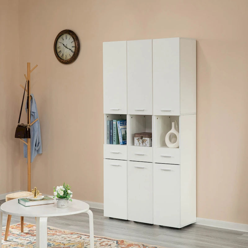 71.5" Tall Freestanding Linen Tower Cabinet with 2 Doors and Drawer