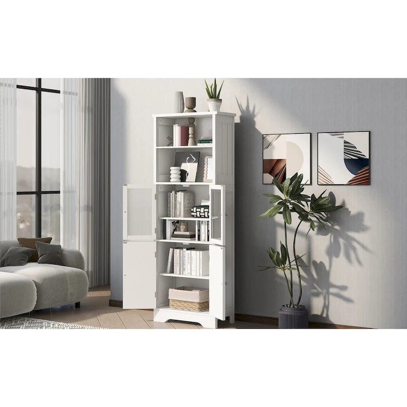 Tall Storage Cabinet with Shelves and Doors, MDF Board