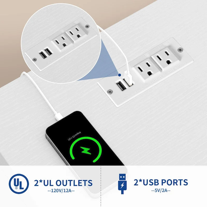3 Drawers Mobile LED Light Filing Cabinet with Charging Station Fit for A4/Letter Size