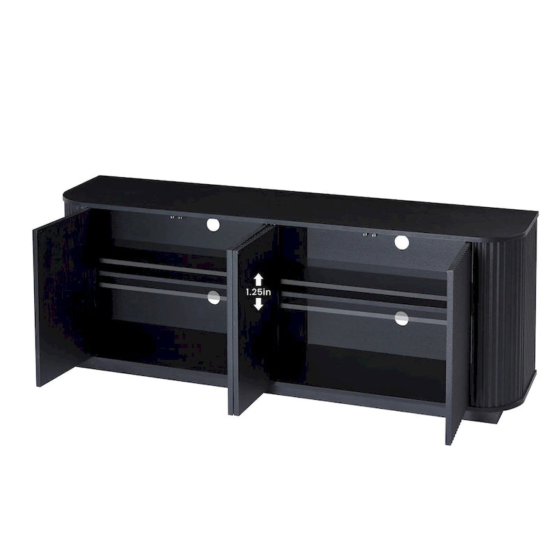 Sideboard Storage Cabinet TV Stand with wave pattern Buffet Cabinet Wooden Vertical Striped Cabinet