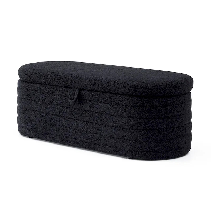 Modern End of Bed Storage Bench - Sherpa Fabric