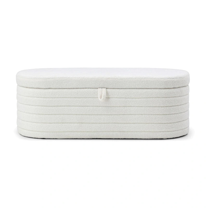 Modern End of Bed Storage Bench - Sherpa Fabric