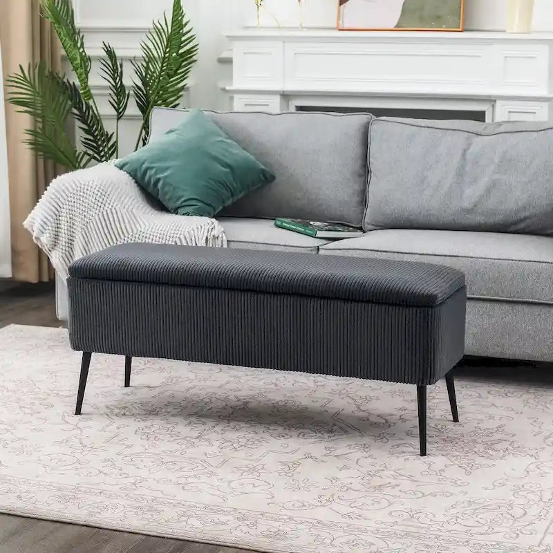 Upholstered Velvet Storage Bench 44 Inches Bed End Bench