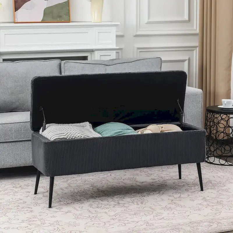 Upholstered Velvet Storage Bench 44 Inches Bed End Bench