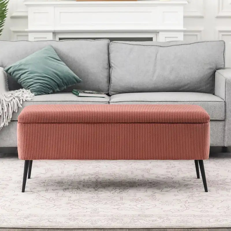 Upholstered Velvet Storage Bench 44 Inches Bed End Bench