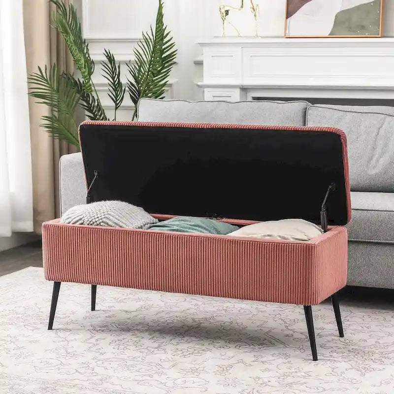 Upholstered Velvet Storage Bench 44 Inches Bed End Bench