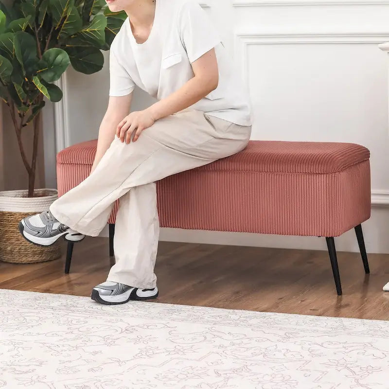 Upholstered Velvet Storage Bench 44 Inches Bed End Bench