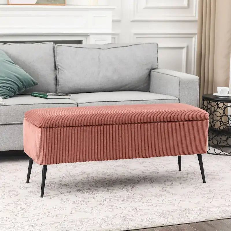 Upholstered Velvet Storage Bench 44 Inches Bed End Bench