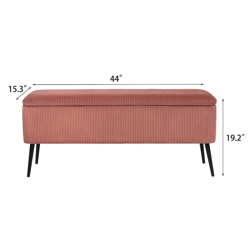 Upholstered Velvet Storage Bench 44 Inches Bed End Bench