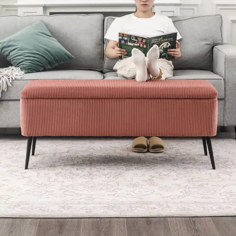 Upholstered Velvet Storage Bench 44 Inches Bed End Bench