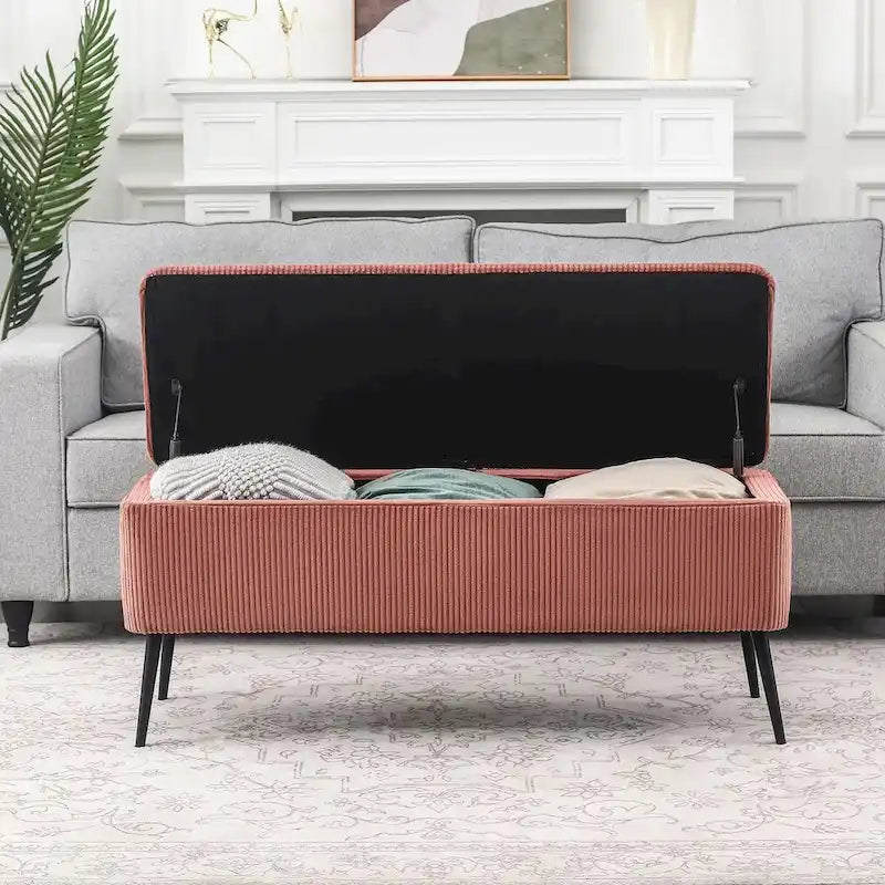 Upholstered Velvet Storage Bench 44 Inches Bed End Bench