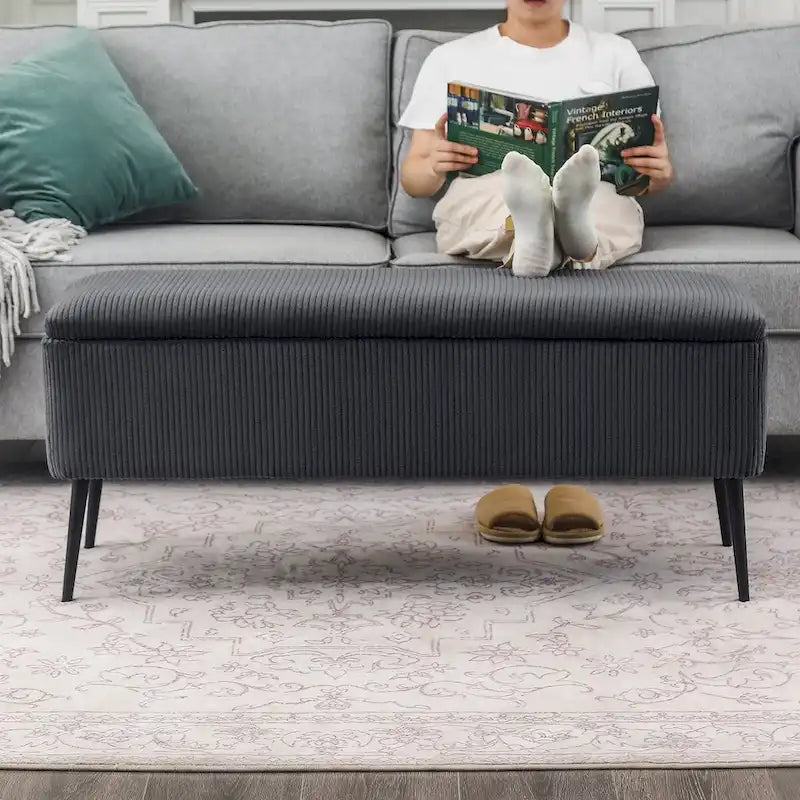 Upholstered Velvet Storage Bench 44 Inches Bed End Bench