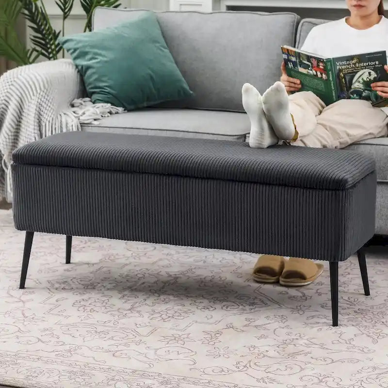 Upholstered Velvet Storage Bench 44 Inches Bed End Bench